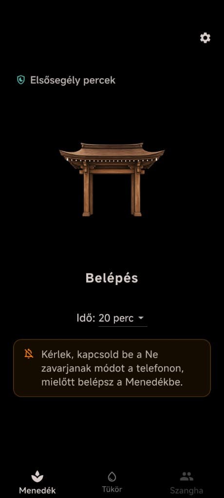Menedék kapu — Belépés, időválasztó és Elsősegély percek